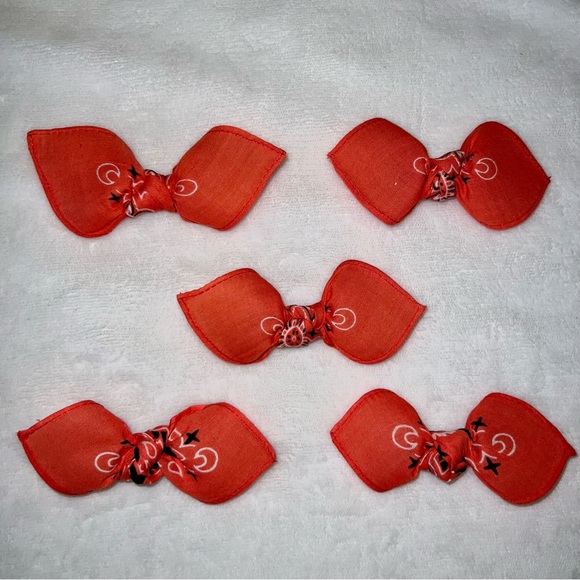 Coral Paisley Rockabilly Bandana Knotted Hair Bow - Picture 9 of 11